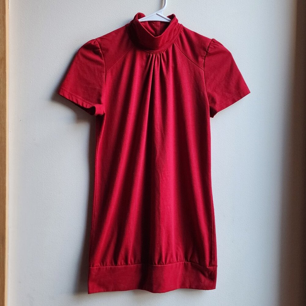 Charlotte Russe Red Short Sleeve Mock Neck Jersey Size Medium